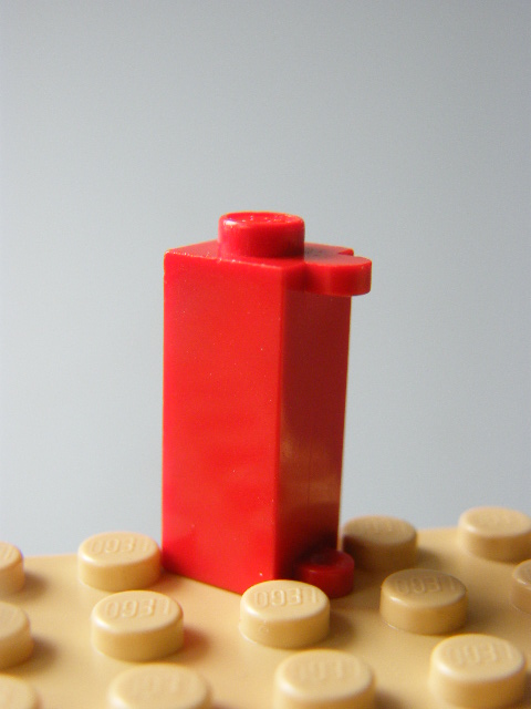 LEGO 3581 Red Brick, Modified 1 x 1 x 2 with Shutter Holder