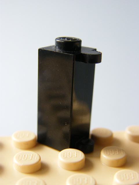 LEGO 3581 Black Brick, Modified 1 x 1 x 2 with Shutter Holder