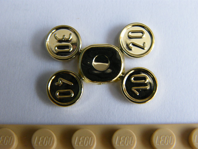 LEGO 70501c01 Minifigure, Utensil Coins Complete Set on Sprue (10, 20, 30, 40) Type 1