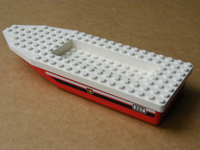 LEGO 71958c01pb01 Boat Hull Unitary 22 x 8 x 2 1/3 with Black and White Stripe, Fire Logo 