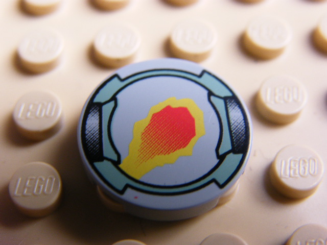 LEGO 4150px3 - Tile, Round 2 x 2 with Flame and Sand Green Border Pattern