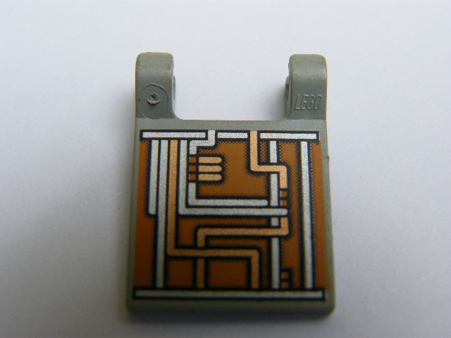 LEGO 2335ps1 - Flag 2 x 2 Square with Orange and Silver Circuitry Pattern