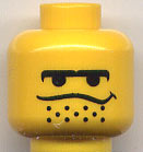 LEGO 3626px100 - Minifig, Head Male Black Connected Eyebrows
