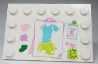 LEGO 6180pb045 Tile, Modified 4 x 6 with Studs on Edges with Clothes Design and Swatches Pattern