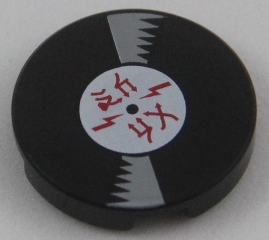 LEGO 14769pb216 Tile, Round 2 x 2 with Bottom Stud Holder with Vinyl Record with Asian Characters Pattern