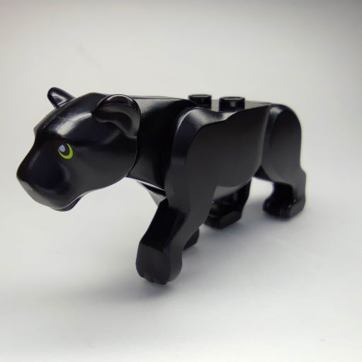LEGO bb787c01pb01 - Black Cat, Large (Panther) with Lime Eyes and Dark Bluish Gray Nose Pattern
