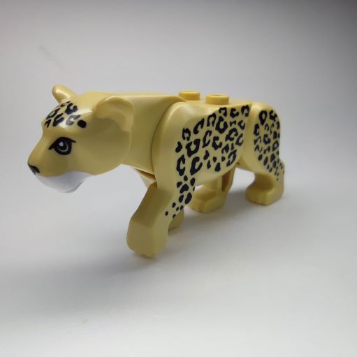 LEGObb787c02pb01 Cat, Large (Leopard) with White Muzzle and Black Nose and Spots Pattern