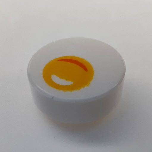 LEGO 98138pb088 Tile, Round 1 x 1 with Fried Egg Pattern