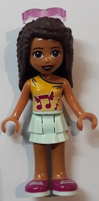 LEGO frnd282 Friends Andrea, Light Aqua Layered Skirt, Bright Light Orange Top  