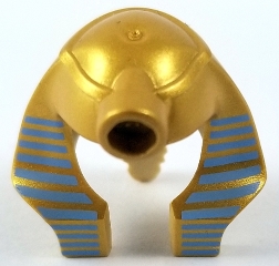 LEGO 90462pb05 Minifigure, Headgear Headdress Mummy (Type 2) with Thin Medium Blue Stripes on Metallic Gold Pattern