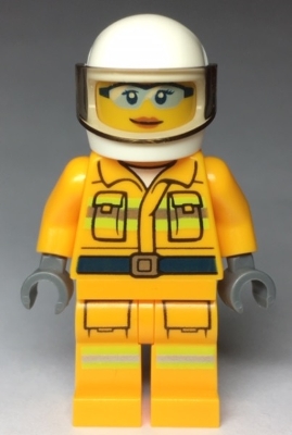 LEGO cty0961 Fire - Reflective Stripes, Bright Light Orange Suit, White Helmet