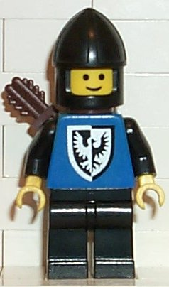 LEGO cas301 Black Falcon - Black Legs, Black Chin-Guard, Quiver (old style torso with rounder bottomed shield)