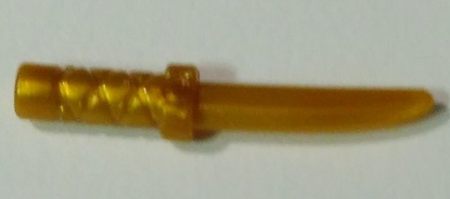 LEGO 37341b Pearl Gold Minifigure, Weapon Knife with Flat Hilt End and Curved Blade, Cross Hatched Grip