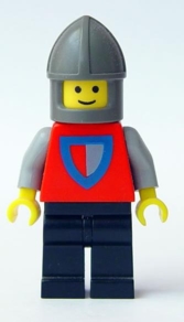 LEGO cas002 Classic - Knight, Shield Red/Gray, Black Legs, Dark Gray Chin-Guard