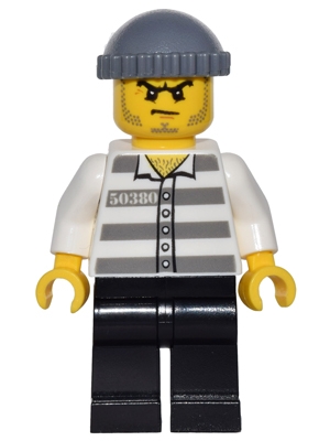 LEGO game009 Police - Jail Prisoner 50380 Prison Stripes, Black Legs