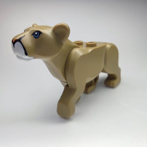 LEGO bb0787c01pb04 Cat, Large (Mountain Lion) with White Muzzle, Medium Azure Eyes and Nougat Nose Pattern