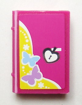 LEGO 33009pb040 Minifigure, Utensil Book 2 x 3 with Butterflies and Heart Lock Pattern (Sticker) - Set 3315