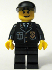 LEGO cty0067 Police - City Suit with Blue Tie and Badge, Black Legs, Black Cap
