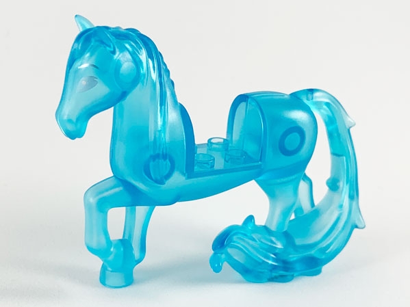 LEGO 58484c01pb01 Horse with 2 x 2 Cutout, Long Swooshy Tail with Metallic Blue Eyes Pattern