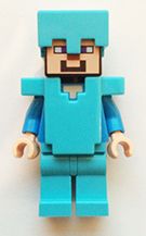 LEGO min015 Steve - Medium Azure Helmet and Armor