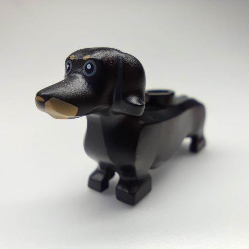 LEGO 53075pb02 Dog, Dachshund with Black Eyes and Nose and Tan Markings Pattern