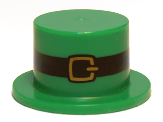 LEGO 3878pb01 Green Minifigure, Headgear Hat, Top Hat with Black Belt and Gold Buckle Pattern