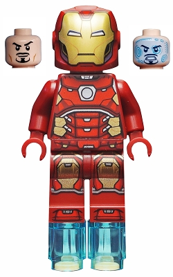 LEGO sh0649 Iron Man with Silver Hexagon on Chest and 1 x 1 Round Bricks