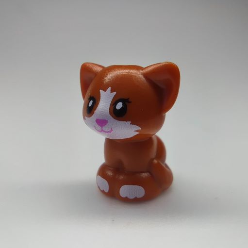 LEGO 74618pb01 Cat, Friends, Baby Kitten, Sitting with Dark Pink Nose, White Muzzle and Paws Pattern