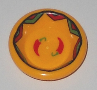 LEGO 6256pb04 Minifigure, Utensil Dish 3 x 3 with Red Hot Chili Peppers and Black, Bright Green and Red Border Pattern