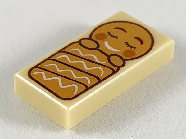 LEGO 3069bpb737 Tile 1 x 2 with Groove with Gingerbread Baby Pattern