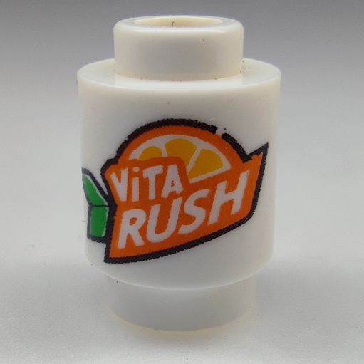 LEGO 3062bpb068 Brick, Round 1 x 1 Open Stud with 'ViTA RUSH' 