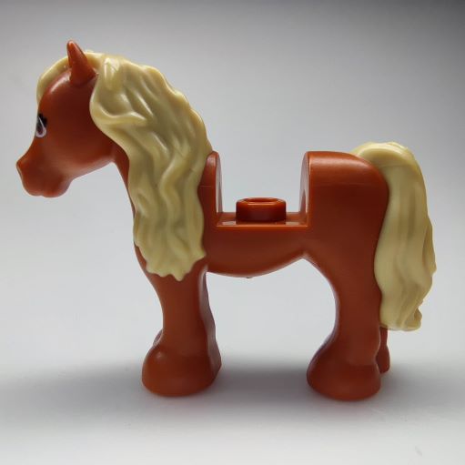 LEGO 75498pb02 Horse with 1 x 1 Cutout, Tan Mane and Tail, Dark Orange Eyes Pattern