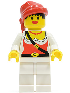LEGO pi058 Pirate Female, White Legs, Red Bandana