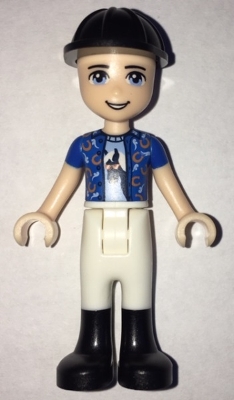 LEGO frnd286 Friends Zack, White Riding Pants, Blue Shirt over Medium Blue T-Shirt