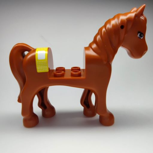 LEGO 93083c01pb04 Horse with 2 x 2 Cutout, Blue Eyes and White Blaze with Bandage Pattern (Sticker)