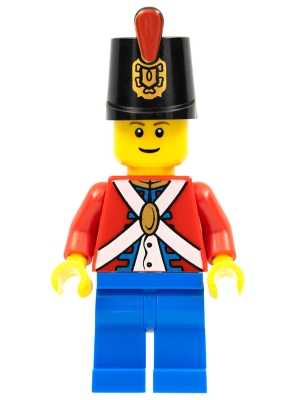 LEGO pi135b Imperial Soldier II - Shako Hat Printed, Blue Legs, Male, Reddish Brown Eyebrows