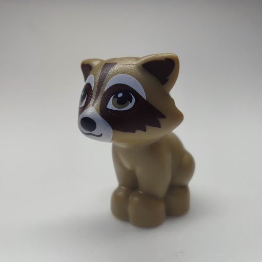 LEGO 77110pb01 Raccoon, Friends with Dark Brown Markings, White Muzzle, and Black Nose Pattern