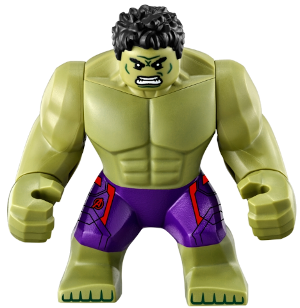 LEGO sh0173 Hulk with Black Hair and Dark Purple Pants with Avengers Log