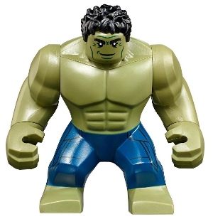LEGO sh0577 Hulk with Black Hair and Dark Blue Pants