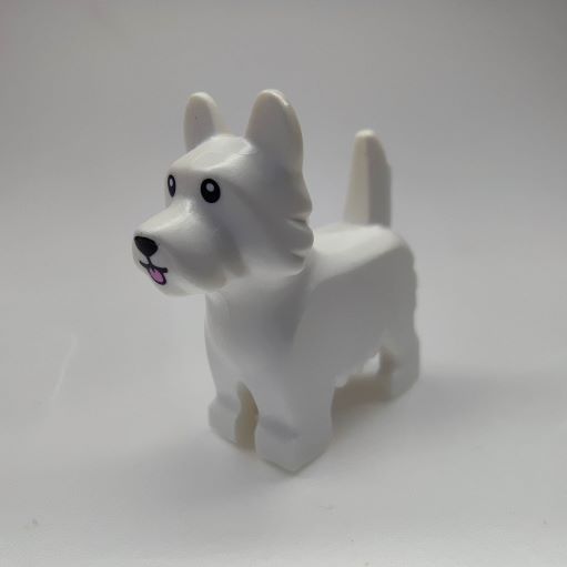 LEGO 26078pb001 Dog, Terrier with Black Eyes and Nose and Pink Tongue Pattern