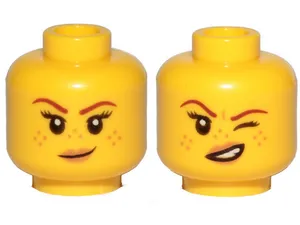 LEGO 3626cpb2145 Minifigure, Head Dual Sided Female Reddish Brown Eyebrows