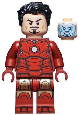 LEGO sh0739 Iron Man Mark 3 Armor, Black Hair, Dark Red Arms