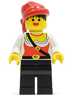 LEGO pi057 Pirate Female, Black Legs, Red Bandana