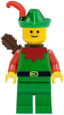LEGO cas137a Forestman - Red, Green Hat, Red Feather, Quiver