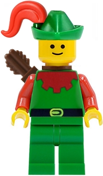 LEGO cas323 Forestman - Red, Green Hat, Red Plume, Quiver