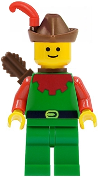 LEGO cas284 Forestman - Red, Brown Hat, Red Feather, Quiver