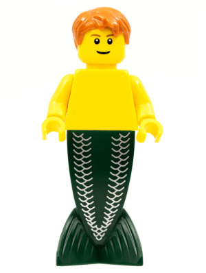 LEGO pi140b Merman - Dark Orange Hair, Reddish Brown Eyebrows