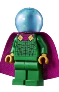 LEGO sh0709 Mysterio - Light Bluish Gray Head, Satin Trans-Light Blue Helmet, Double Hole Cape