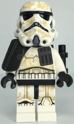 LEGO sw1131 Sandtrooper (Enlisted) - Dual Molded Helmet, Black Pauldron, Ammo Pouch, Dirt Stains, Survival Backpack, Frown