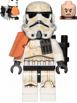 LEGO sw0992 Sandtrooper Squad Leader (Captain) - Dual Molded Helmet, Orange Pauldron, Ammo Pouch, Dirt Stains, Survival Backpack